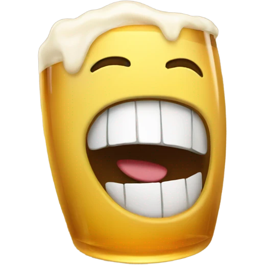 Laughing with a beer emoji