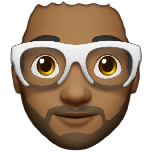A brown skinned man with high top dreads, white clout goggles, a nose septum and a black hoodie.  emoji