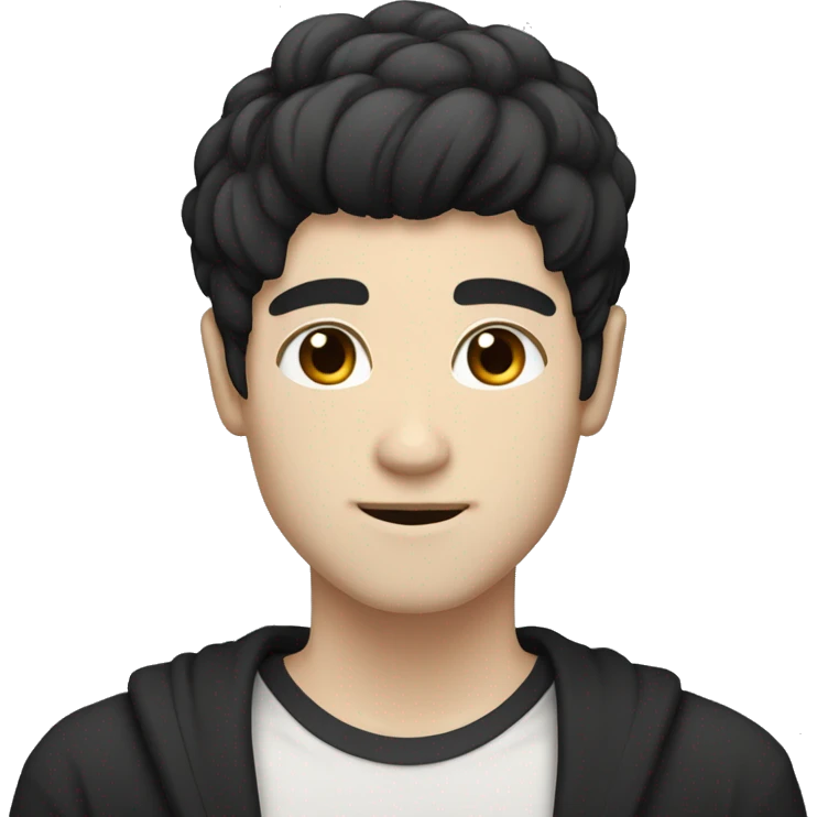 white skin color japanese man with black anime hair, make it from shoulders and create only one emoji MAKE BLACK HAİR BLACK emoji