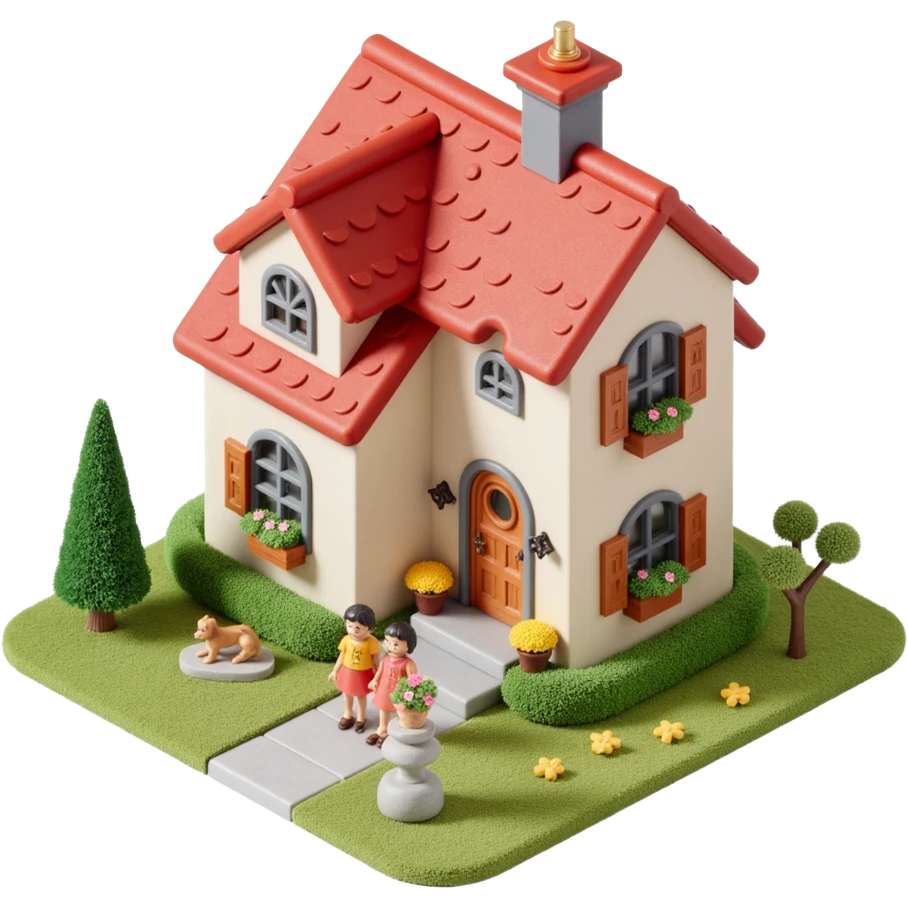 palace house with a family and pet emoji