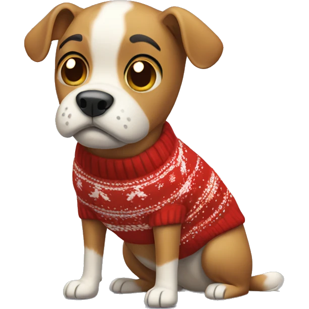 A frustrated dog in a christmas sweater  emoji