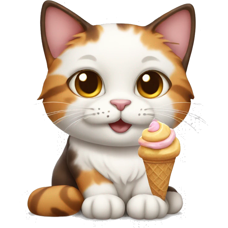 calico cat with icecream  emoji
