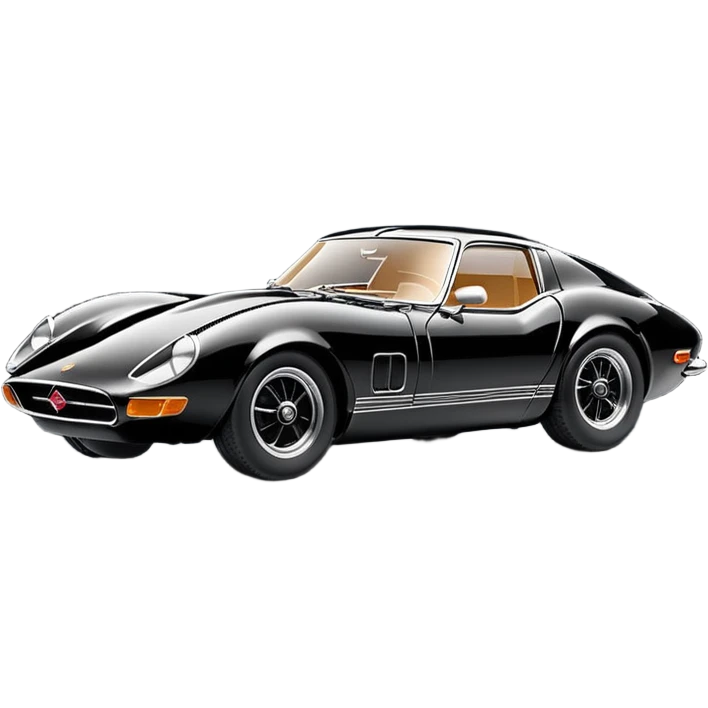 Minimalistic automotive-themed emoji, black circular background, highly detailed shiny restored scale model car with perfect glossy paint, soft studio lighting, subtle glow, cinematic highlights, clean vector illustration, premium look, centered composition emoji