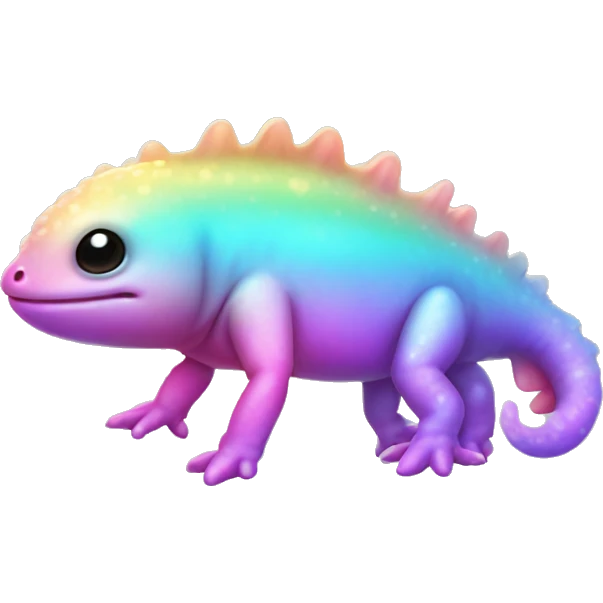 Gradient rainbow shimmery iridescent axolotl full body emoji