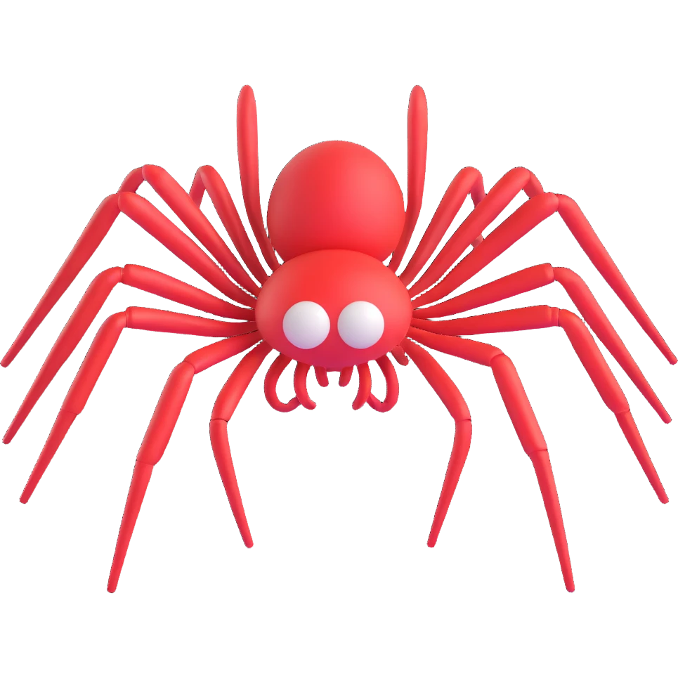 A 3D spider, cartoon style, vibrant colors, exaggerated features, playful pose emoji