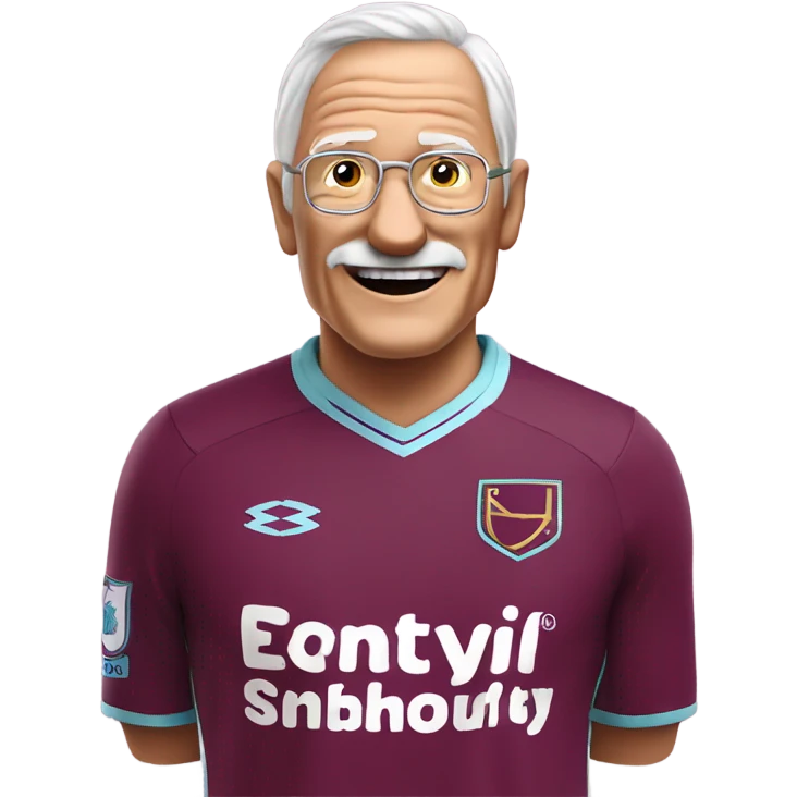 old man smiling in West Ham shirt emoji