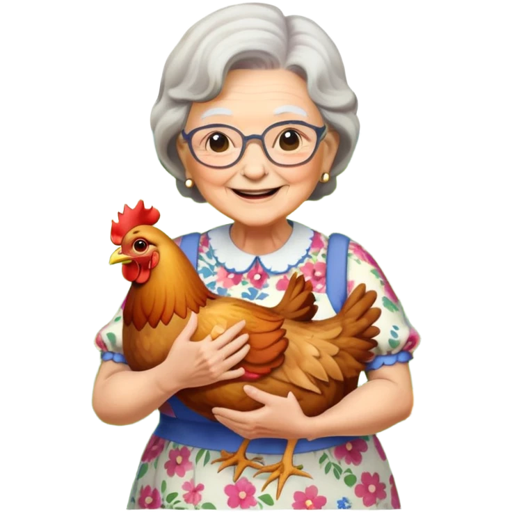 Grandma with a chicken  emoji