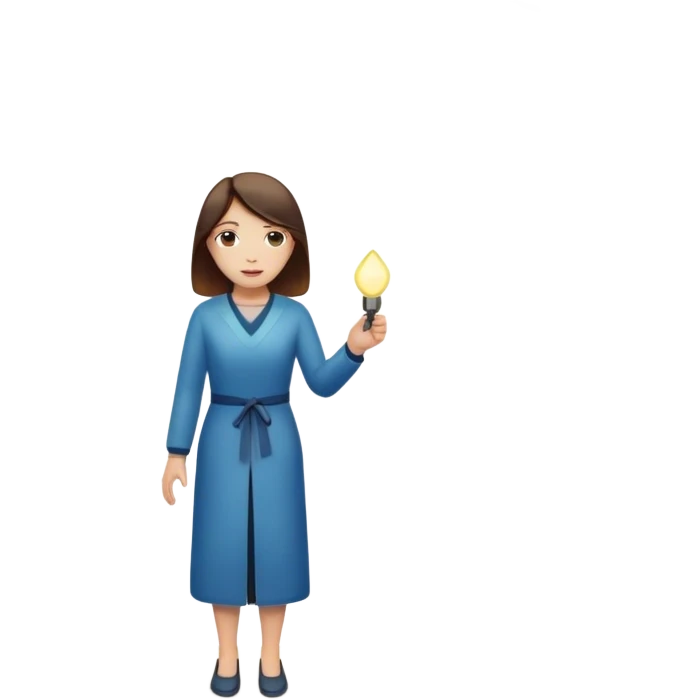woman standing in front of a long road, looking forward with confidence—behind her, multiple closed doors symbolizing rejection, but one door ahead is glowing, representing the path forward. In her hand, she holds a small bright light, symbolizing her knowing—her guide. emoji