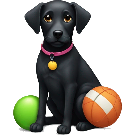 black dog with toy emoji
