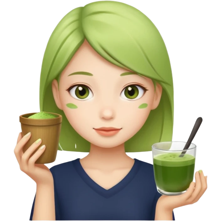 A girl with matcha emoji