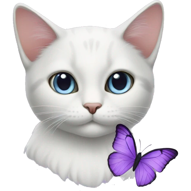 Cat with lilac butterfly emoji