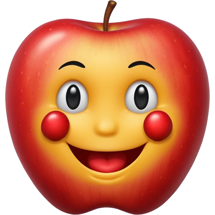 smiley face eats apple emoji