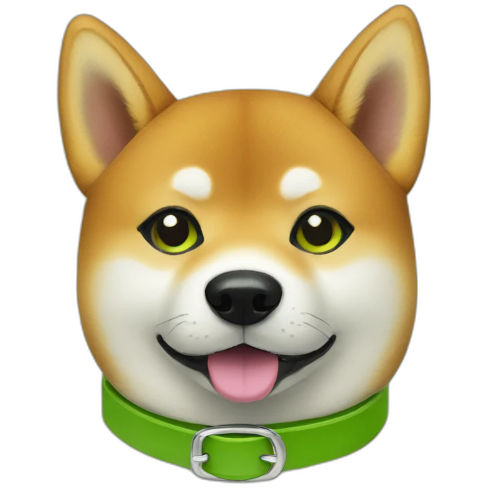 Shiba with green collar with Pistache written on the collar emoji