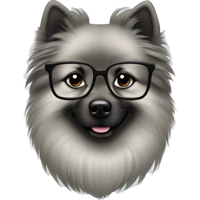 keeshond dog with bow and glasses emoji