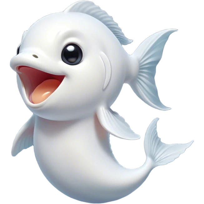 Cinematic Cute Yawning White Goldfish Portrait Emoji, Head tilted slightly with a dramatic, wide-open yawn, showcasing a smooth, pure white body with graceful, flowing fins, eyes barely open in drowsy contentment, Simplified yet irresistibly adorable features, highly detailed, glowing with a soft, cozy glow, high shine, relaxed yet expressive, stylized with a touch of whimsy, bright and endearing, soft glowing outline, capturing the essence of a sleepy yet affectionate goldfish, so drowsy it feels like it could float out of the screen and curl up for a nap! emoji