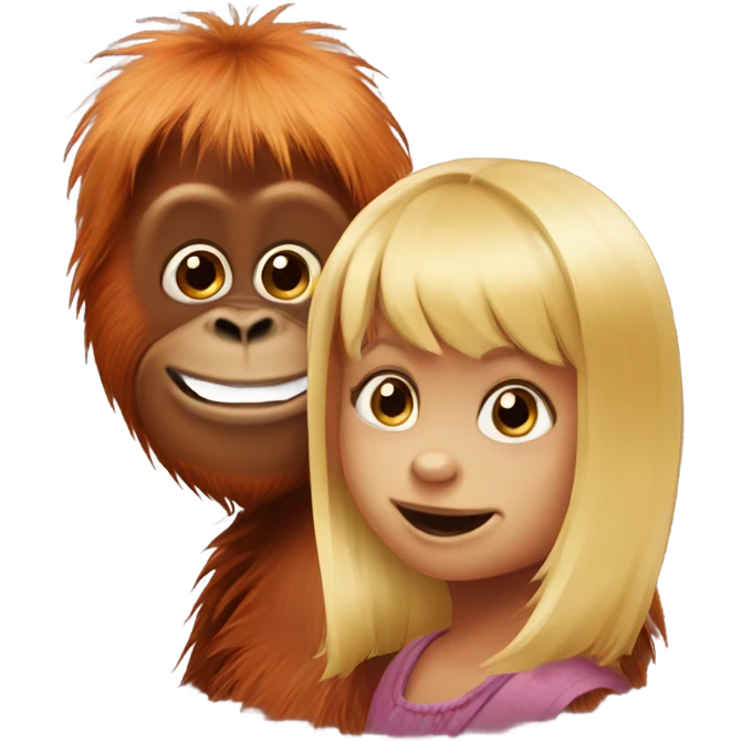 Orangutan with a blonde little girl emoji