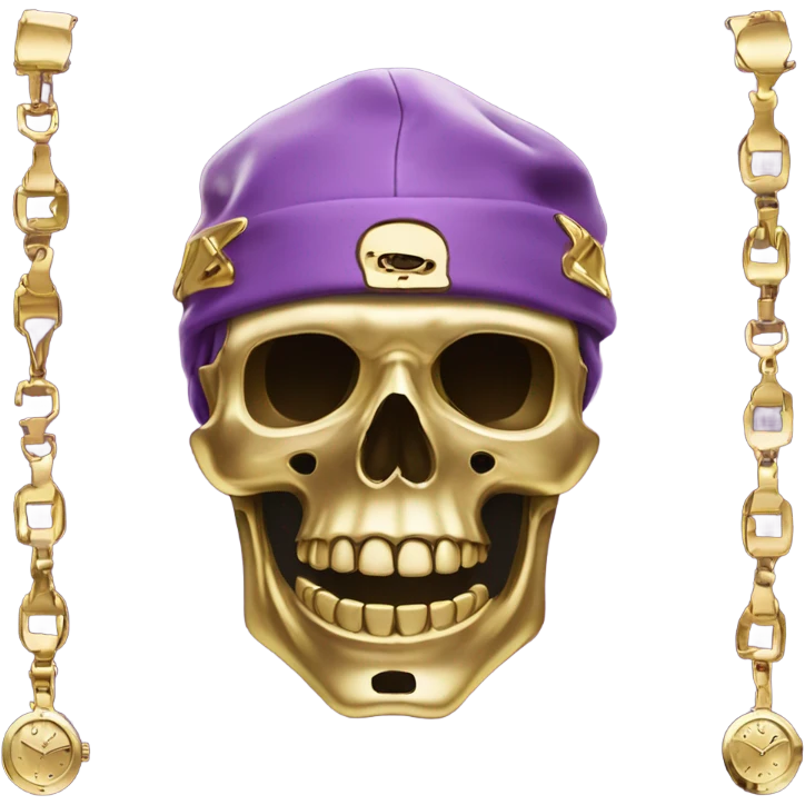 Purple chrome skeleton with a gold tooth and a gold Rolex  emoji