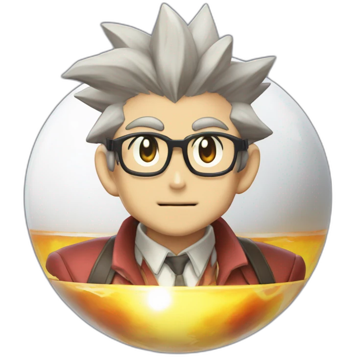 pokemon professor oak anime global trade station badge pokeball emoji