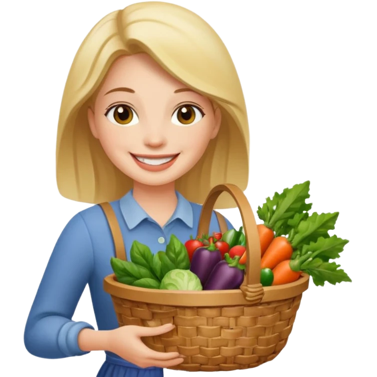 woman holding vegetables basket emoji