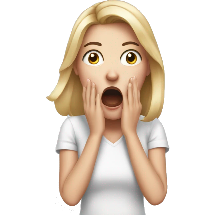 White girl shocked with hands on mouth  emoji