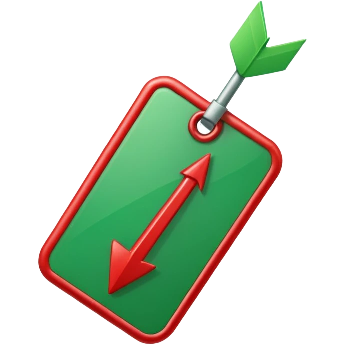 Tag vermelha com uma flecha pra cima verde do lado emoji