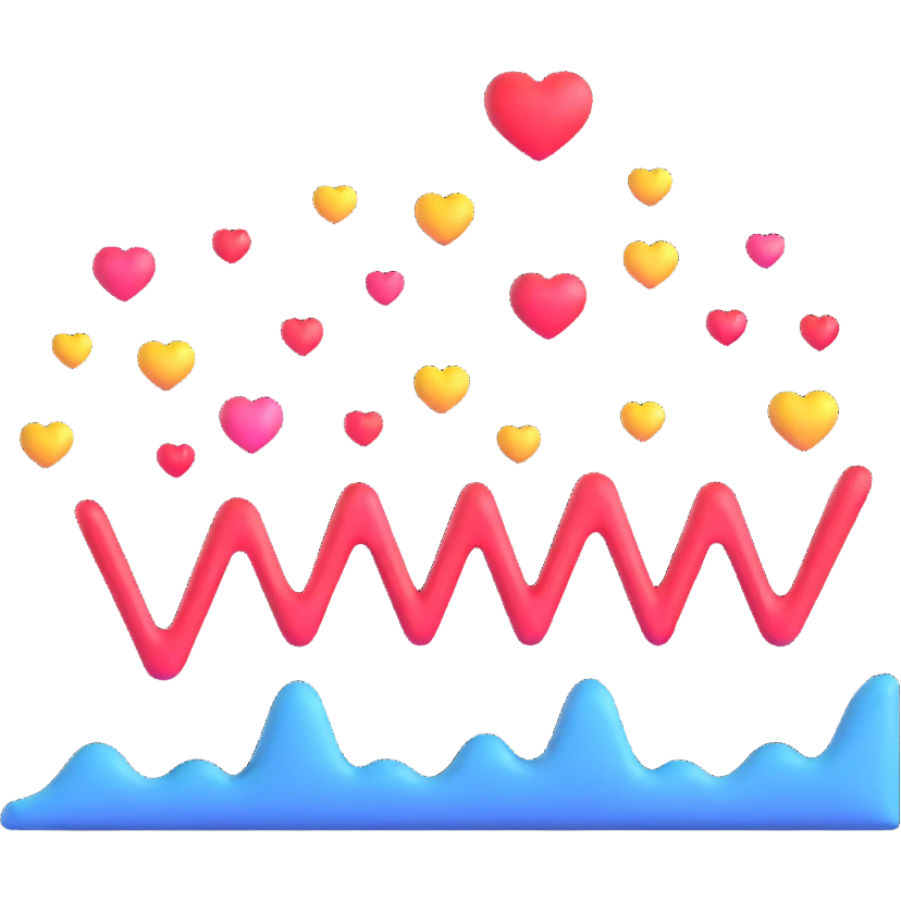 adorable sound wave character with love hearts falling in love with beautiful music emoji
