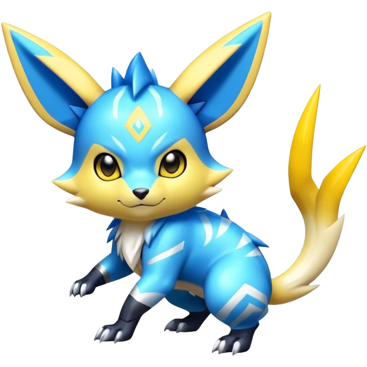 Shiny Futuristic Colorful Pichu-Raichu-Renamon-Zeraora-hybrid-creature emoji