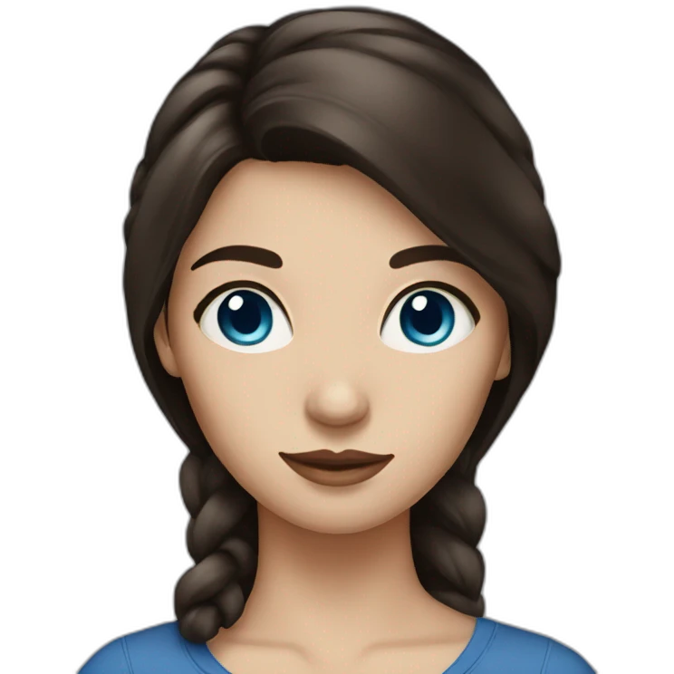 woman with dark brown hair and blue eyes emoji