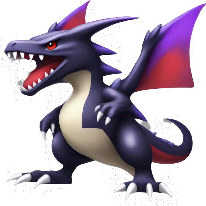 Black Cool Edgy Nargacuga-Garchomp-Noivern Fakémon  with White and Red and purple and black Edgy markings emoji