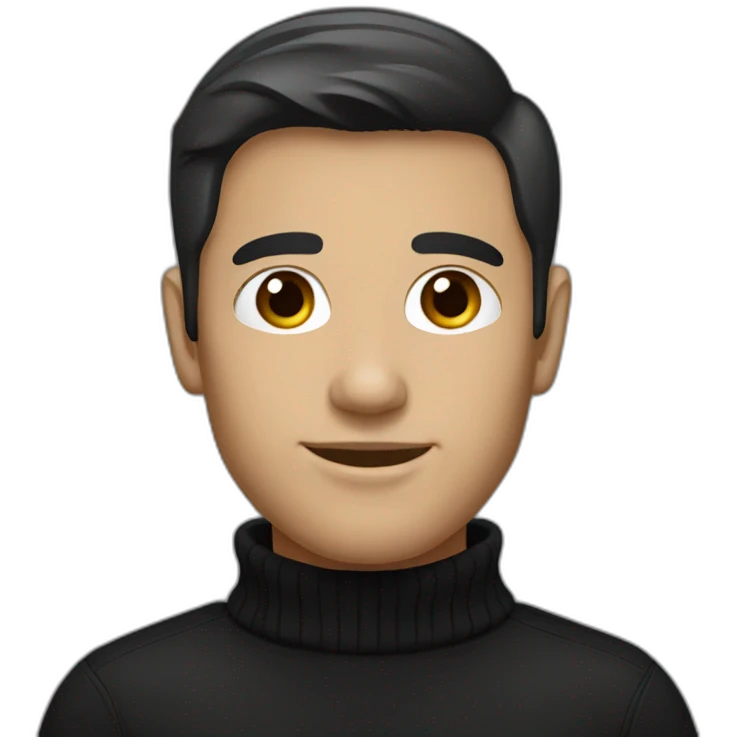 male dark brown haired designer with black turtleneck emoji