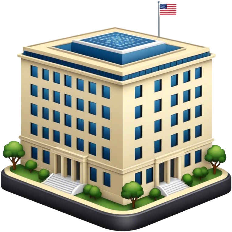 US Embassy building.  looks realistic. Not a painting, just a building emoji