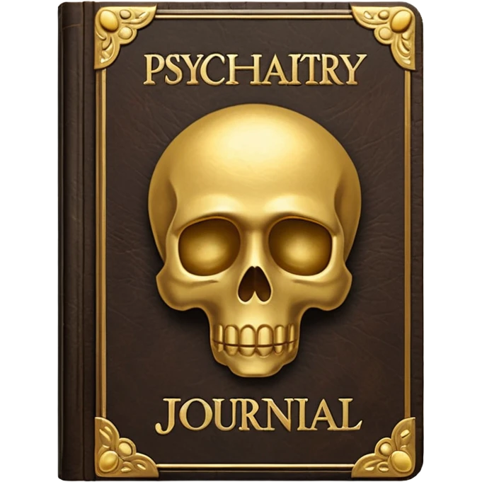 Psychiatry journal book, old book emoji