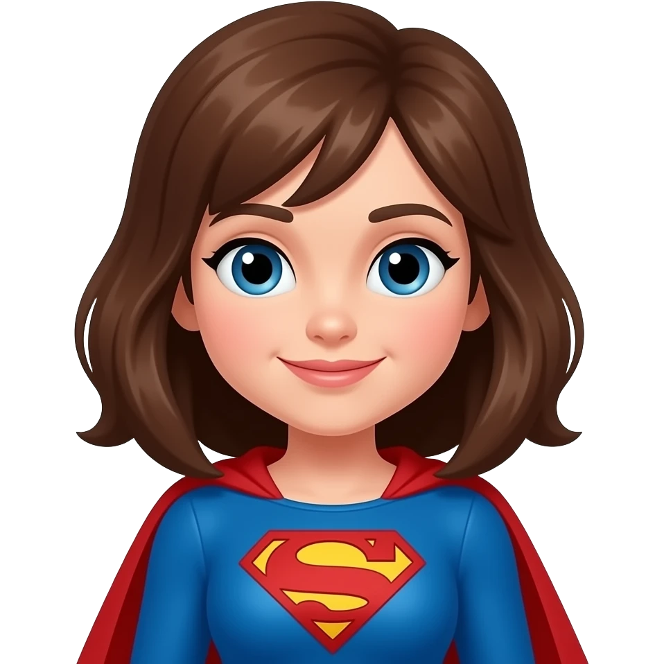 Super Julie superhero with brown hair emoji
