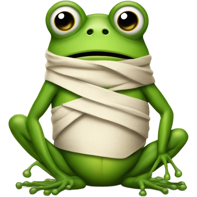 Sick Frog with bandaged belly emoji