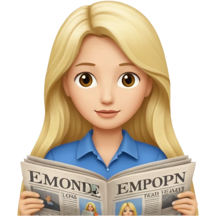 newspaper read blonde long haired woman emoji