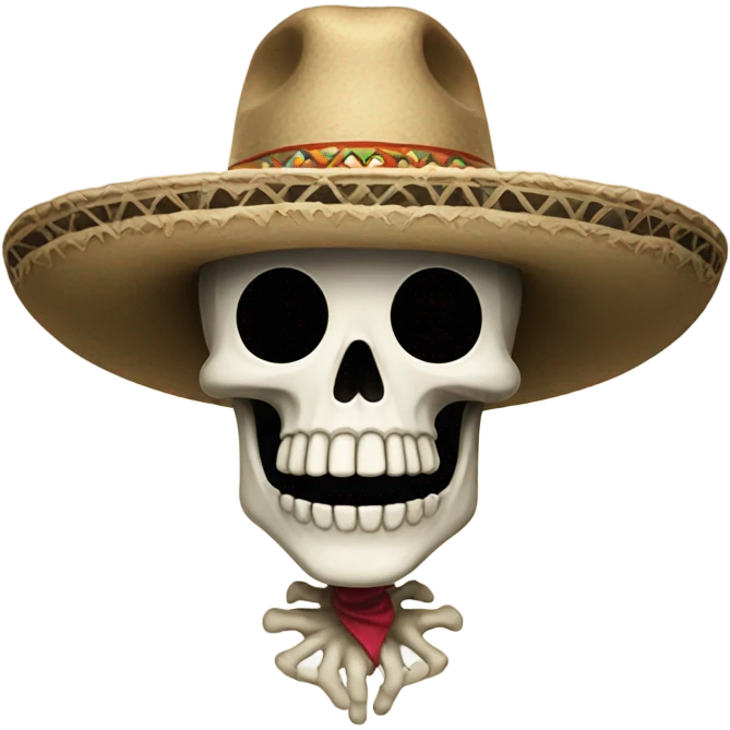 Skeleton with a large billowy mustache and sombrero  emoji