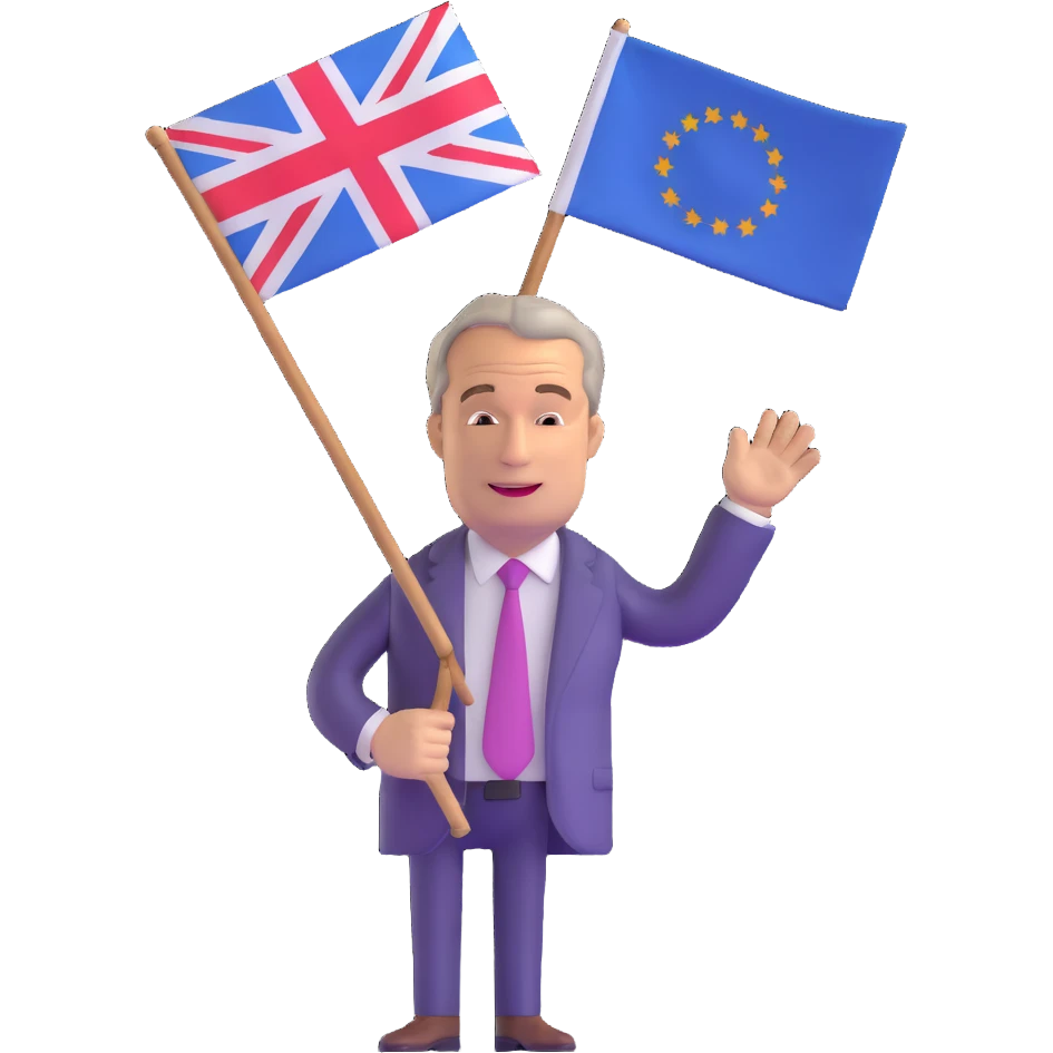 Nigel Farage waving a flag emoji