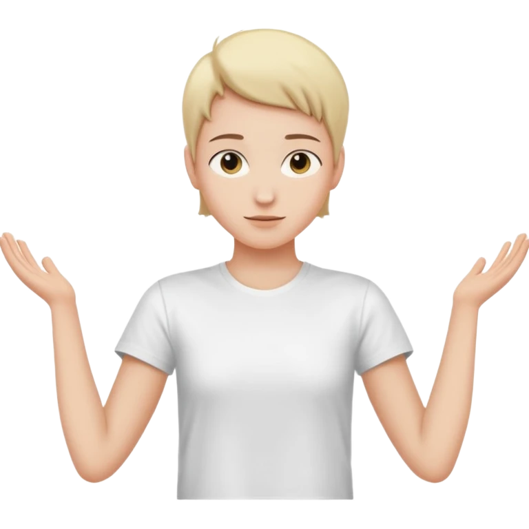 Una persona con los brazos estirados perpendicularmente hacia ambos lados con una camiseta blanca  emoji