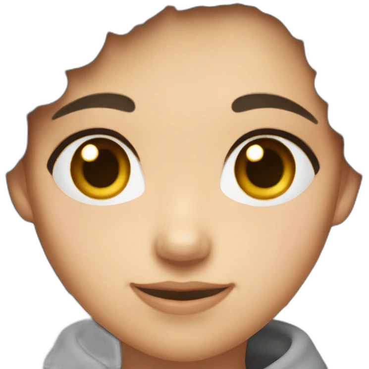 a girl with short brown hair and gray eyes emoji