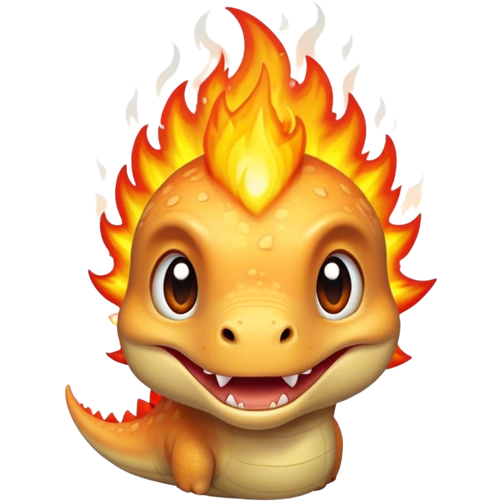 baby dinosaur face on fire emoji