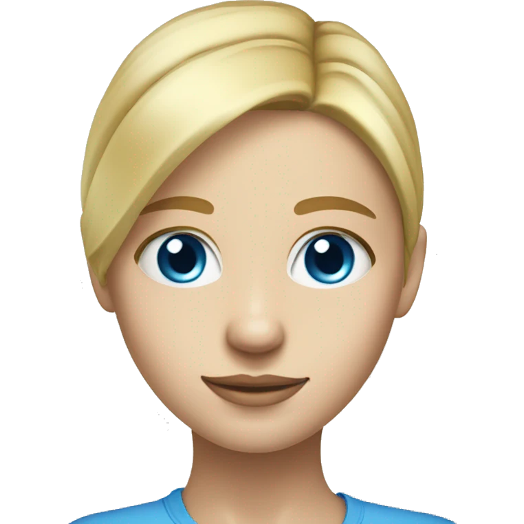 head and neck of Blonde girl blue eyes portrait without body emoji