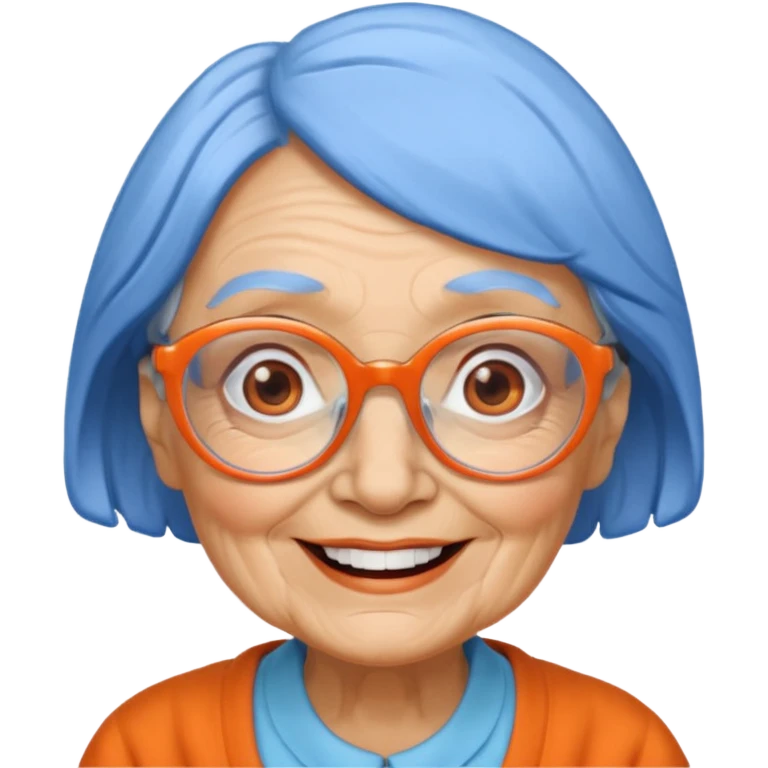 blue skinned orange glassed grandma emoji