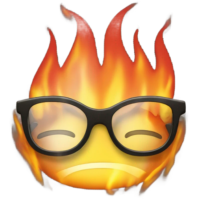 Fire with glasses emoji