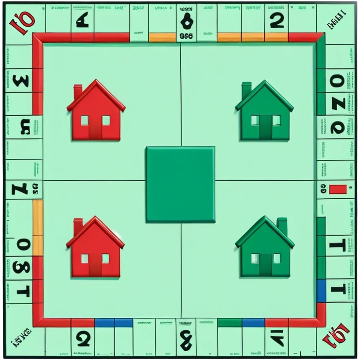 Monopoly Green and red houses emoji