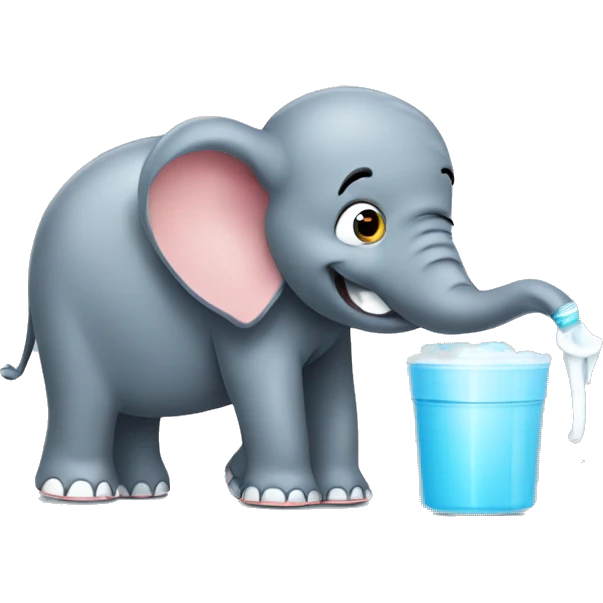 Elephant brushing teeth with toothbru emoji