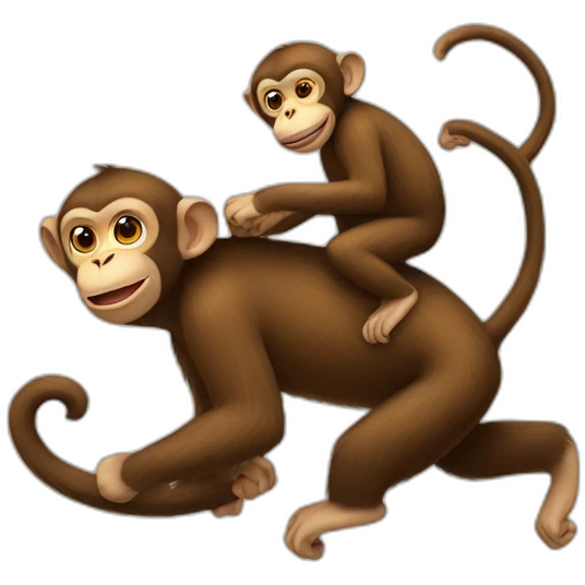 a monkey riding another monkey from the front emoji