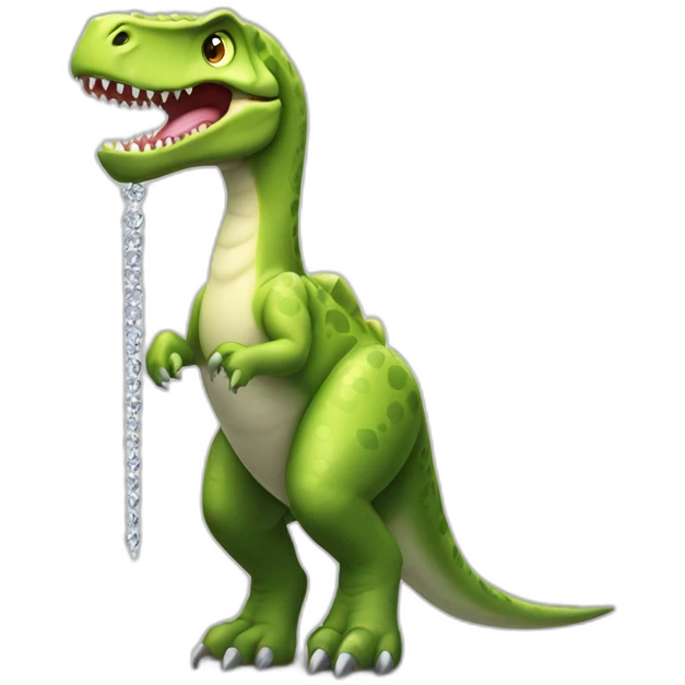 Dinosaurio con un cadena de diamantes emoji