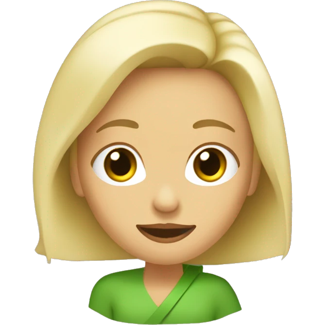 Una mujer rubia tomando un jugo verde emoji