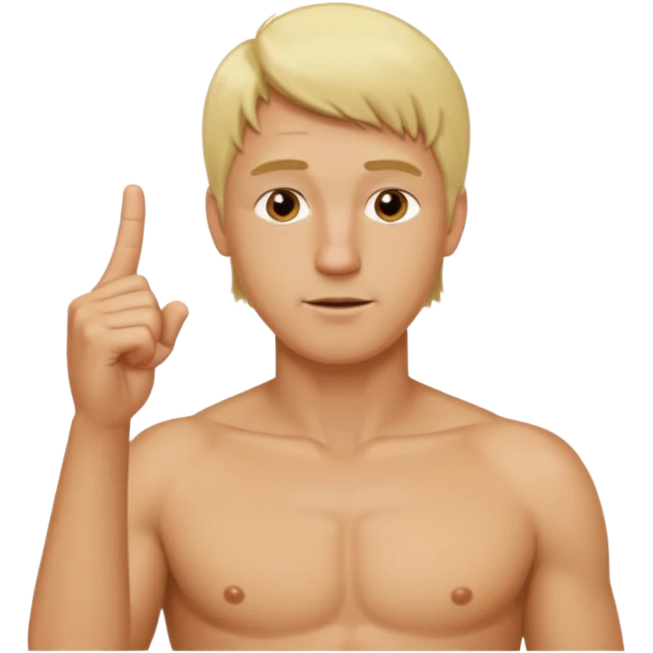 blonde hair tall thick naked and with middle finger up a man emoji