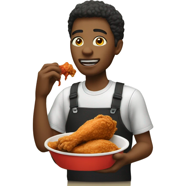 a person eating fried chicken emoji